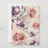 パープル赤面ピンクフローラ蝶クリーム 招待状 (裏面)