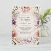 パープル赤面ピンクフローラ蝶クリー結婚ム 招待状 (スタンド正面)