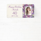 パープル赤面ピンクフローラ誕生日ウェルカムフォト 横断幕 (インサイチュ)