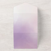 パープル赤面ピンクミストロマンチックな水色金ゴールド オールインワン招待状 (外側)