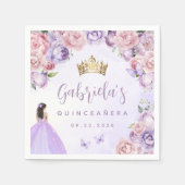 パープル赤面フローラキンセアニラパーティー スタンダードカクテルナプキン (正面)