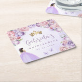 パープル赤面フローラキンセアニラ スクエアペーパーコースター (アングル)