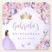 パープル赤面フローラキンセアニラ スクエアペーパーコースター (正面)