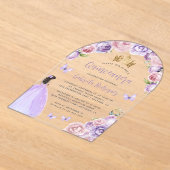 パープル赤面フローラバラウォーターカラーキンセアニラ アクリル招待状 (レイダウン)