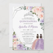 パープル赤面フローラバラツインズシルバーキンセアニラ 招待状 (正面)