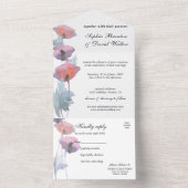 パープル赤面ポピーフローラ オールインワン招待状 (内側)