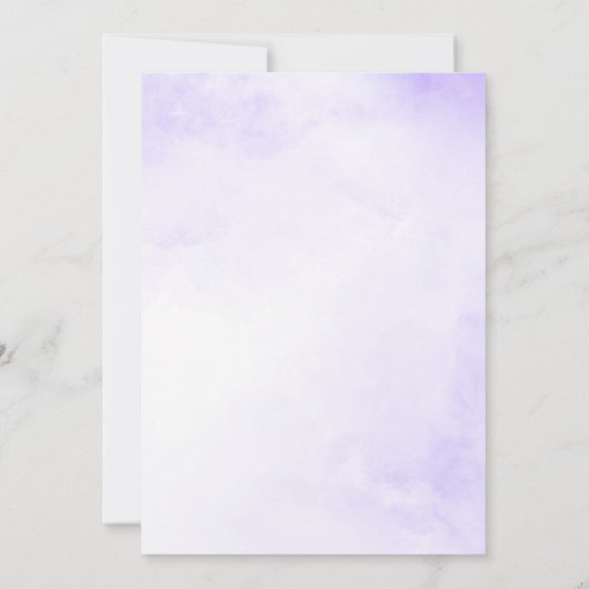 パープル赤面金ゴールドフローラウォーターカラーキンセアニラ 招待状 (裏面)