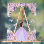 パープル赤面金ゴールドフローラキンセアニラウェルカム アクリルサイン (ニュートラル)