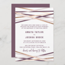 パープル赤面&バラ金ゴールドストリーマフォーマルーズ結婚