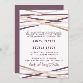 パープル赤面&バラ金ゴールドストリーマフォーマルーズ結婚 招待状