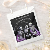 パープル踊りスケルトン黒い死のハロウィーン フェイバーバッグ (クリップ留めされた状態)