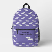 パープル踊りダックスシャントバッグウィーナードッグママ プリントバックパック (正面)