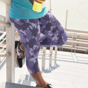 パープル軍隊アーミーカモフラージュ迷彩柄 カプリレギンス