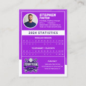 パープル野球トレーディングカードプロ野球選手 コーリングカード (裏面)