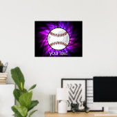 パープル野球；ソフトボール ポスター (ホームオフィス)