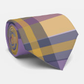 パープル金ゴールドとブルーモダンの格子柄のネクタイ ネクタイ (ロール)