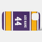 パープル金ゴールドとホワイトスポーツストライプ Case-Mate iPhoneケース (裏面 (横))