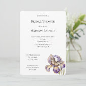 パープル金ゴールドアイリスフローラバタフライブライダルシャワー 招待状 (スタンド正面)