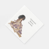 パープル金ゴールドアイリスフローラブライダルシャワーブラックウーマン スタンダードランチョンナプキン (角)