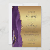 パープル金ゴールドアガテグラム結婚式招待状 招待状 (正面)
