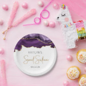 パープル金ゴールドアガテスウィート16バースデーパーティー ペーパープレート (パーティー)