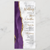 パープル金ゴールドアガテマーブルスクリプト結婚式 プログラム (正面)