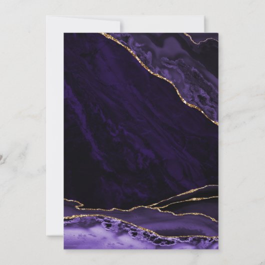 パープル金ゴールドアガテマーブル70誕生日 招待状 (裏面)