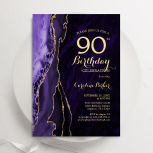 パープル金ゴールドアガテ90誕生日 招待状