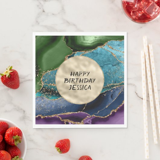 パープル金ゴールドアクアグリーングリッツ スタンダードランチョンナプキン (インサイチュ)