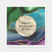 パープル金ゴールドアクアグリーングリッツ スタンダードランチョンナプキン (正面)