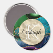 パープル金ゴールドアクアグリーンモノグラム マグネット (正面/裏面)