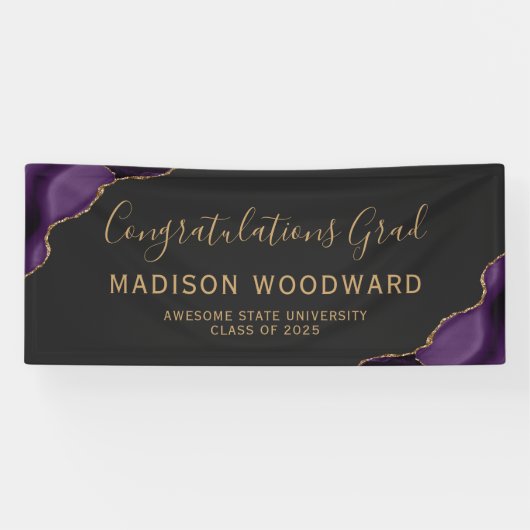 パープル金ゴールドアゲイト暗いお祝い卒業 横断幕 (横)