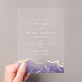 パープル金ゴールドアゲエレガント結婚テモダンィーズ アクリル招待状 (インサイチュ (ポータブル))