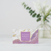 パープル金ゴールドアゲモダンート大理石ヘアメイクアップアーティスト 名刺 (スタンド正面)