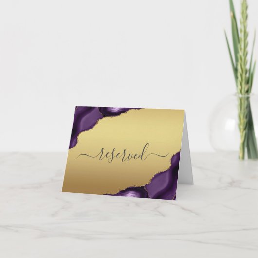 パープル金ゴールドアゲートグラムフォイル結婚予約の場所 カード (正面)
