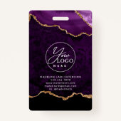 パープル金ゴールドアゲートマーブルビジネス会社ID バッジ (裏面)