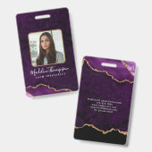 パープル金ゴールドアゲートマーブルビジネス会社ID バッジ (正面＆裏面)