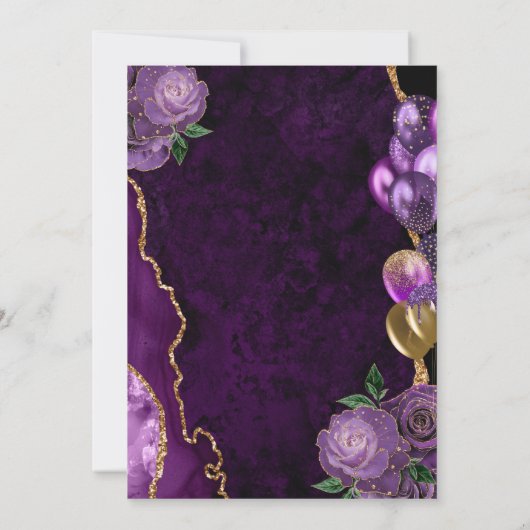 パープル金ゴールドアゲート100誕生日 招待状 (裏面)