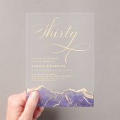 パープル金ゴールドアゲート30th30誕生日パーティー アクリル招待状 (インサイチュ (ポータブル))