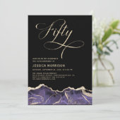 パープル金ゴールドアゲート50th50誕生日パーティー 招待状 (スタンド正面)