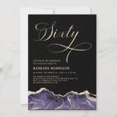 パープル金ゴールドアゲート60th60誕生日パーティー 招待状 (正面)