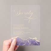 パープル金ゴールドアゲート70th70誕生日パーティー アクリル招待状 (インサイチュ (ポータブル))