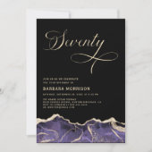 パープル金ゴールドアゲート70th70誕生日パーティー 招待状 (正面)