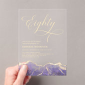 パープル金ゴールドアゲート80th80誕生日パーティー アクリル招待状 (インサイチュ (ポータブル))