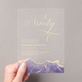 パープル金ゴールドアゲート90th90誕生日パーティー アクリル招待状 (インサイチュ (ポータブル))