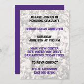 パープル金ゴールドアスリート選手の卒業招待状 招待状 (正面/裏面)