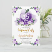 パープル金ゴールドアップルフローラ先生退職パーティー 招待状 (スタンド正面)