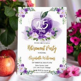 パープル金ゴールドアップルフローラ先生退職パーティー 招待状