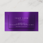 パープル金ゴールドアメジストタイポグラフメイクアップアーティスト3D 名刺 (裏面)