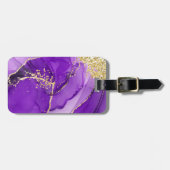 パープル金ゴールドアルコールインクパーソナライズされたカスタム情報 ラゲッジタグ (正面横)